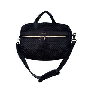 Bagsmart Quilted Laptop Bag 15" Black Nylon & Polyester Adjustable Strap